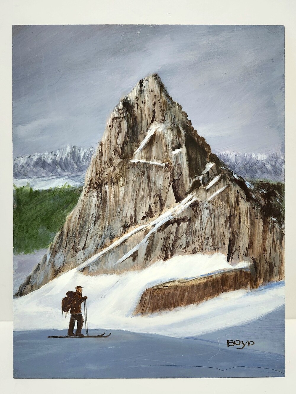 Signed Original Painting Mountain Peak Painting 18x14" Art